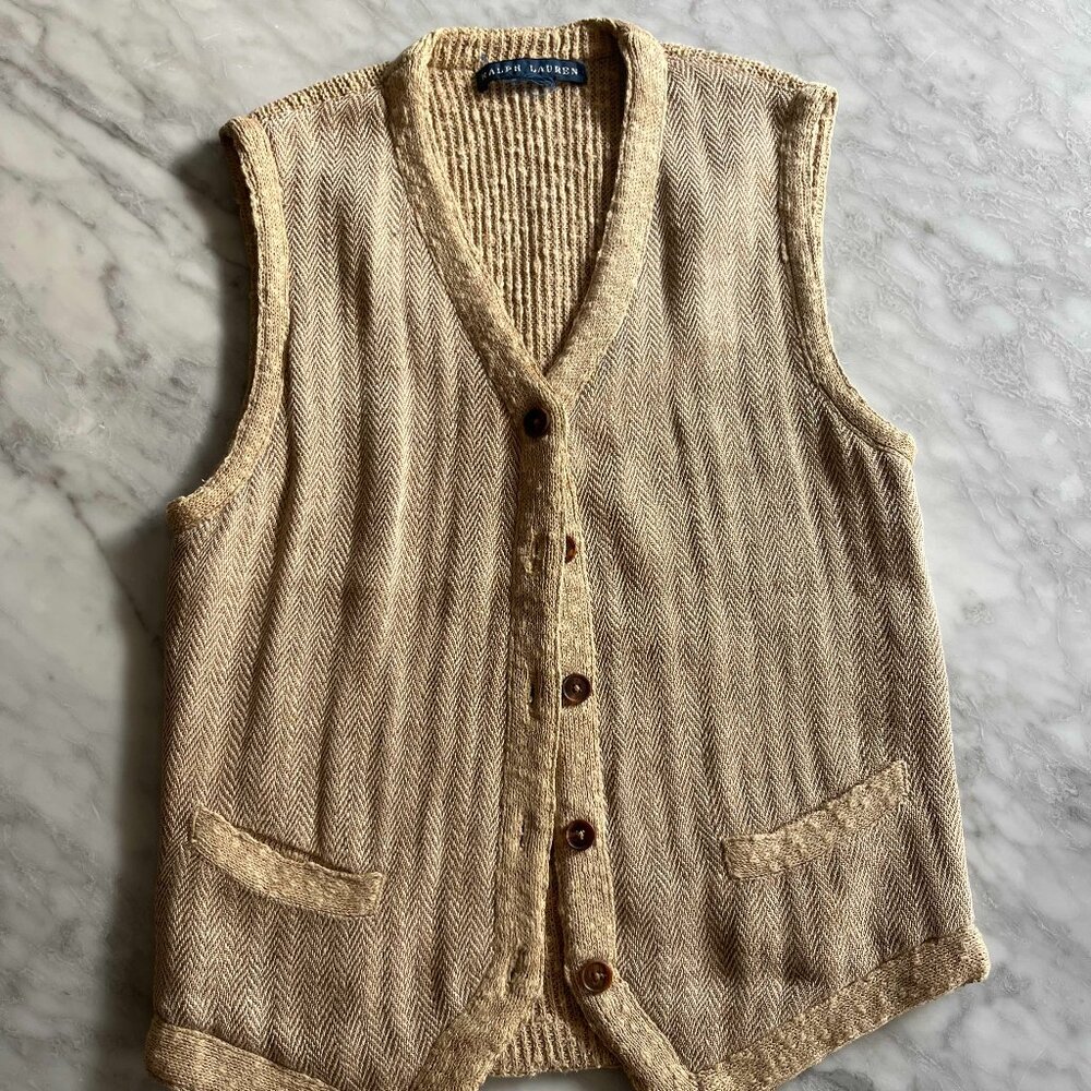 Vintage Ralph Lauren Herringbone Button-Front Vest